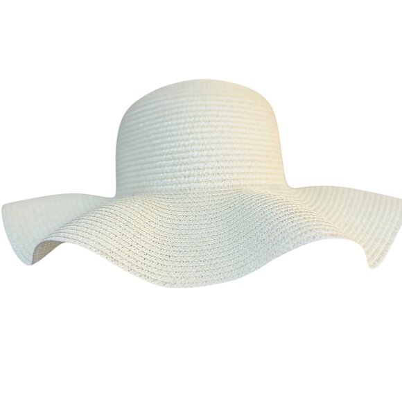 Jessica Simpson Beach Sun Hat Wide Wave Brim Floppy Fashion Cream Straw Vacation - Picture 1 of 11